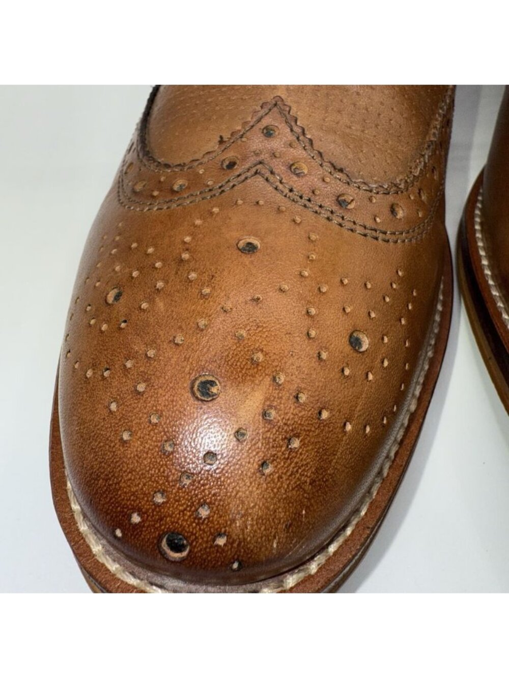 Johnston & Murphy Conard Oxford Shoes Men's 10M Wingtip Tan Leather 20-3310 - Picture 13 of 14